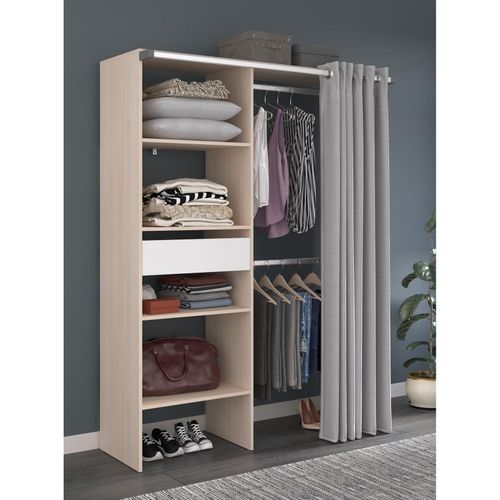 3170720608330 - Kleiderschrank mit Vorhang Bari 2 Akazie