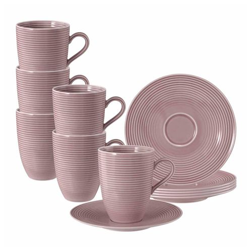 4262517044502 - Henkelbecher mit Untertassen Beat Color Glaze 350 ml 6er Set