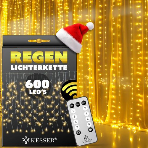 4260663282076 - Regenlichterkette Lichterkette inkl Fernbedienung - 8 Leuchteffekte - Timer - In- & Outdoor Regenkette Deko Weihnachtsbeleuchtung Party Warmweiß   4260663282076 - Regenlichterkette Lichterkette inkl Fernbedienung - 8 Leuchteffekte - Timer - In- & Outdoor Regenkette Deko Weihnachtsbeleuchtung Party Warmweiß