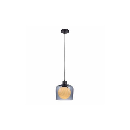 4012248366875 - Pendelleuchte Rauchglas Retro schwarz H 150cm