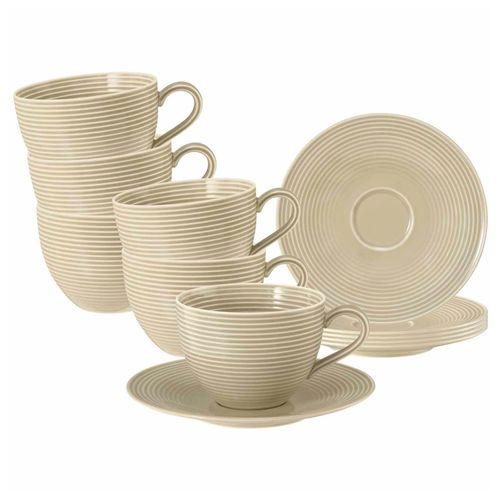 4262517044342 - Milchkaffeetassen mit Untertassen Beat Color Glaze 350 ml 6er Set