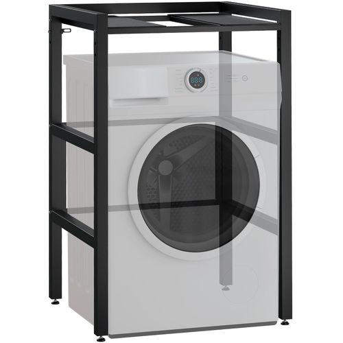 4255716350055 - Waschmaschinenregal Gannet Waschturm mit Platz für zwei Haushaltsgeräte Wäschetrocknerständer aus Metall I Waschmaschinenüberbau