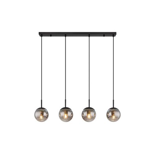 9007371435685 - GLOBO 15881-4H Hängeleuchte SAMOS E27 LED 4x9W Metall schwarz matt Glas rauchfarben B15cm H120cm