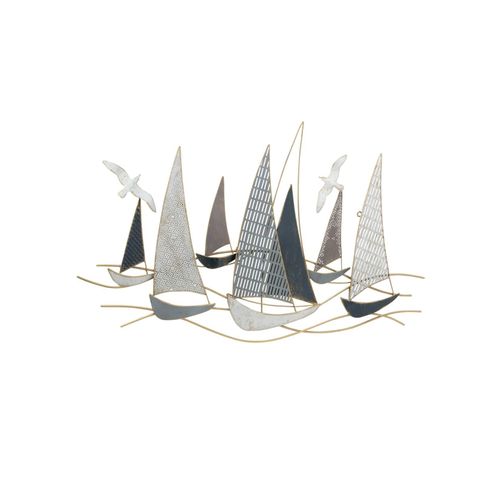 4020607733510 - Wandobjekt Hanse Deko-Wandbild mit Fischen + Booten maritimes Design