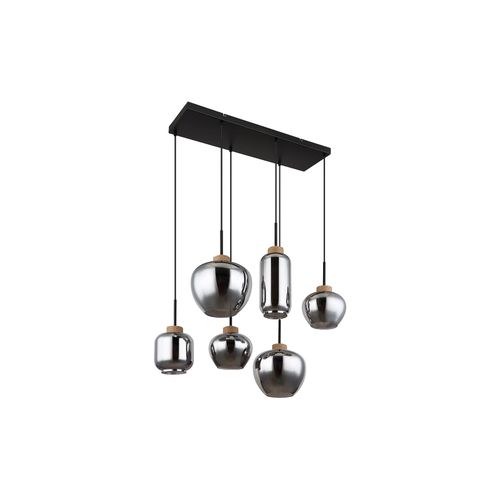 9007371441518 - Pendelleuchte Metall Schwarz-matt Glas Rauchfarbe L 80 cm
