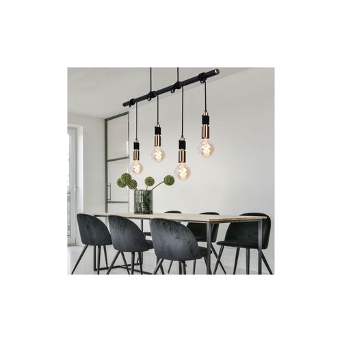 9007371480890 - Esszimmerleuchte hängend Hängelampe messing schwarz Pendelleuchte 4 Flammig Höhenverstellbar durch aufwickeln 4x E27 Fassungen LxBxH 100x6x120 cm 9007371480890 - Esszimmerleuchte hängend Hängelampe messing schwarz Pendelleuchte 4 Flammig Höhenverstellbar durch aufwickeln 4x E27 Fassungen LxBxH 100x6x120 cm