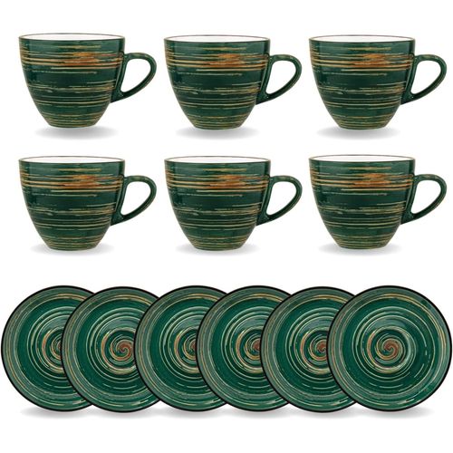 8682455436652 - SPIRAL Tassen mit Untertassen 110 ml 6er-Set Porzellan Modernes Design
