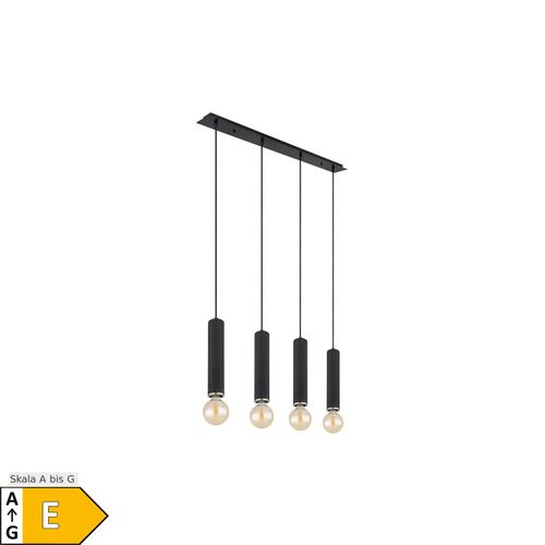 9007371504831 - Hängelampe Hängeleuchte Pendellampe Pendelleuchte Esszimmerleuchte 4 Flammig skandinavisch Metall Holz schwarz nickel 4x E27 Fassungen LxBxH