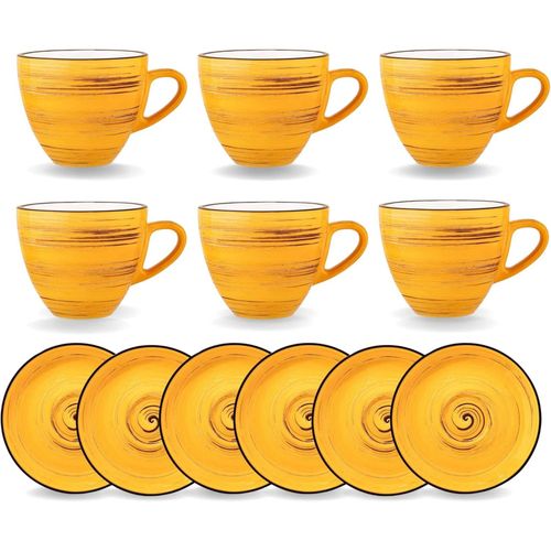 8682455436560 - SPIRAL Tassen-Set mit Untertassen 190 ml 6er Set Porzellan Modernes Design