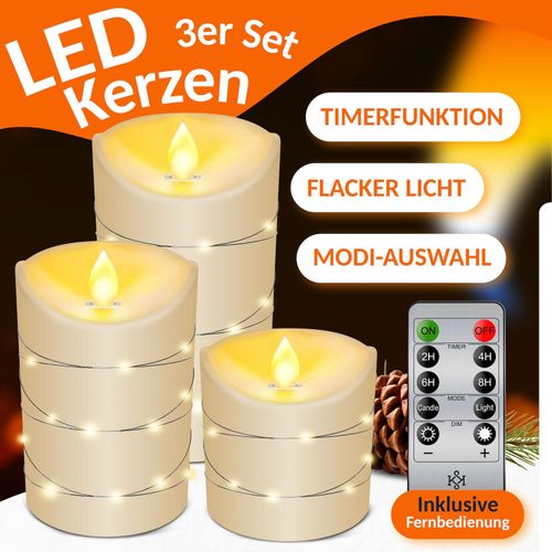 4260729113047 - KESSER® LED Kerzen Set Flammenlose Kerze mit Fernbedienung Timerfunktion Timer Dimmer Echtwachskerze Realistisch Flackernde Led-Flammen Echtwachs mit Kordel Deko 4260729113047 - KESSER® LED Kerzen Set Flammenlose Kerze mit Fernbedienung Timerfunktion Timer Dimmer Echtwachskerze Realistisch Flackernde Led-Flammen Echtwachs mit Kordel Deko