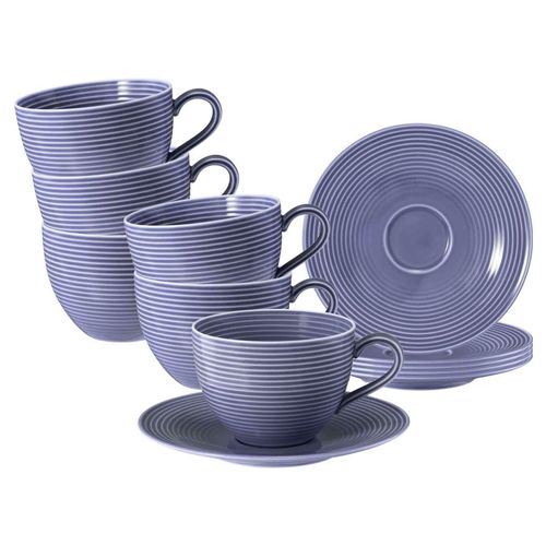 4262517044359 - Milchkaffeetassen mit Untertassen Beat Color Glaze 350 ml 6er Set