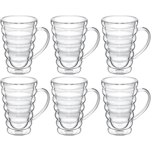 8682455437321 - Wilmax Becher Bubble mit Henkel - 250 ml - 6er-Set für Heiß- und Kaltgetränke