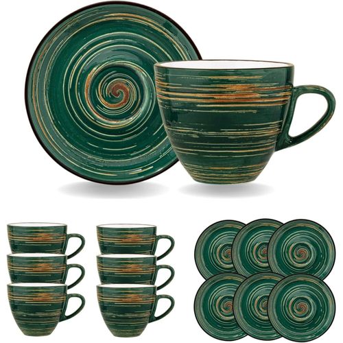 8682455436676 - SPIRAL Tassen mit Untertassen 300 ml 6er-Set Porzellan Modernes Design