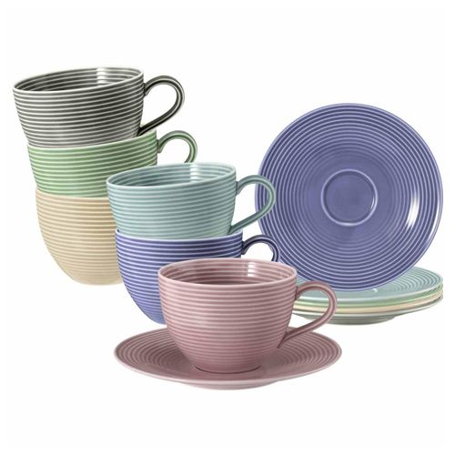 4262517044373 - Milchkaffeetassen mit Untertassen Beat Color Glaze 350 ml 6er Set