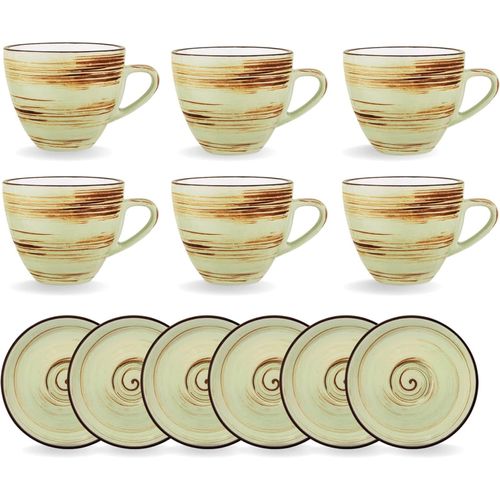 8682455436300 - Wilmax SPIRAL Tassen mit Untertassen 6er-Set 300 ml Porzellan Modern & Elegant