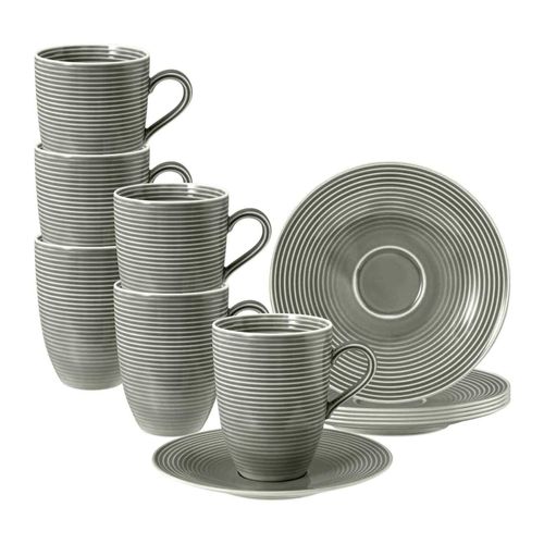 4262517044472 - Henkelbecher mit Untertassen Beat Color Glaze 350 ml 6er Set