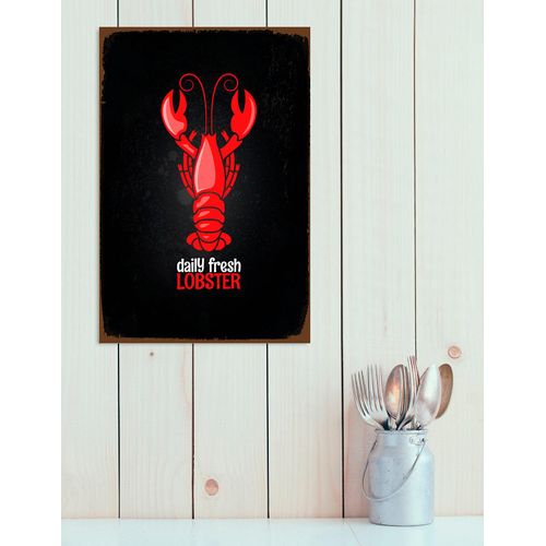 4067437337952 - Metallbild QUEENCE Lobster Bilder Gr B H 30 cm x 45 cm Metallbild Hochformat 1 St rot Metallbilder Stahlschilder