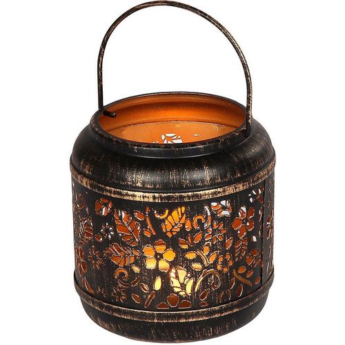 4050223382007 - Kerzenlaterne Laterne aus Metall - (H) 20cm gold (schwarz goldfarben) B13cm H13cm T13cm Eisen Kerzenhalter