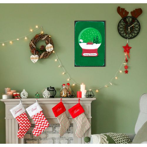 4067437338539 - Metallbild QUEENCE Snowy Christmas Bilder Gr B H 30 cm x 45 cm Metallbild Hochformat 1 St rot Metallbilder Stahlschilder