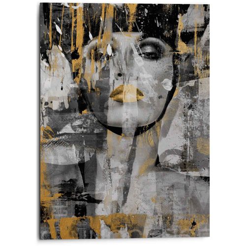 8714597612202 - Wandbild REINDERS Aluminium Wandbild Kraftvolle Frau Frau - Freiheit - Modern - Kräftig gold (farbe bild(er) goldfarben) B50cm H70cm Aluminium Bilder