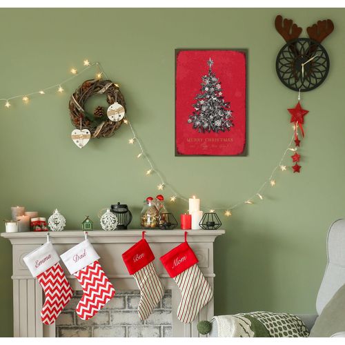 4067437340426 - Metallbild QUEENCE Merry Christmas Bilder Gr B H 30 cm x 45 cm Metallbild Hochformat 1 St rot Metallbilder Stahlschilder