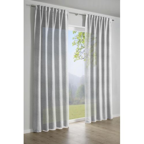 4003018361305 - Vorhang Jaquard-Voile Gardinen Gr 245 cm verdeckte Schlaufen 140 cm grau Verdeckte Schlaufen Gardine transparent Polyester Stoff Jaquard-Voile