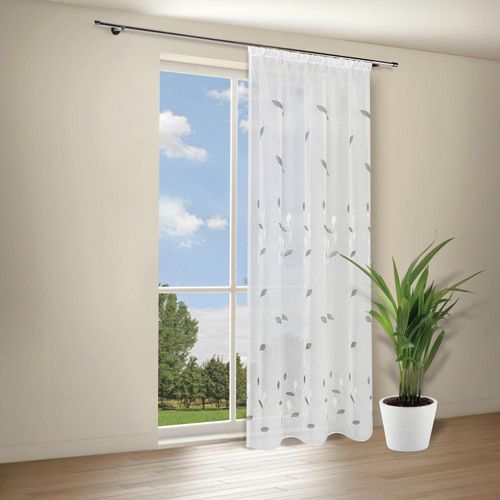 4007863685418 - Gardine Calina Gerster Kräuselband (1 St) halbtransparent Wirkware SB-Schal mit Uniband Calina grau