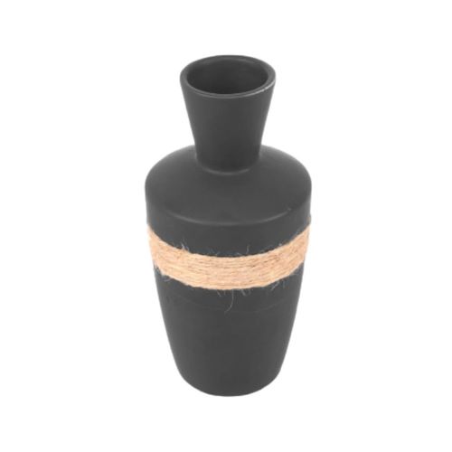 4255572228321 - Tischvase HOME AFFAIRE Dolomite schwarz H182cm Ø87cm Keramik Vasen mit Sisalband verziert 4255572228321 - Tischvase HOME AFFAIRE Dolomite schwarz H182cm Ø87cm Keramik Vasen mit Sisalband verziert