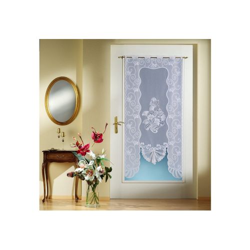 4005385821673 - Scheibengardine WECKBRODT Saarlouis weiß B78cm H175cm Jacquard Polyester Gardinen Jacquard Türvorhang Gardine floral HxB 175x78 cm Store