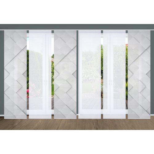 4056751515504 - Schiebegardine HOME IN GREEN SYLVIA Gr 1 grau B60cm H245cm Polyester Gardinen SET DIGITALDRUCKBAMBUSOPTIK RECYCELT