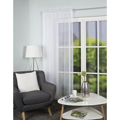 4056751418348 - Gardine HOME BASICS VINA weiß B140cm H245cm Voile Obermaterial 100% Polyester Gardinen halbtransparent 4056751418348 - Gardine HOME BASICS VINA weiß B140cm H245cm Voile Obermaterial 100% Polyester Gardinen halbtransparent