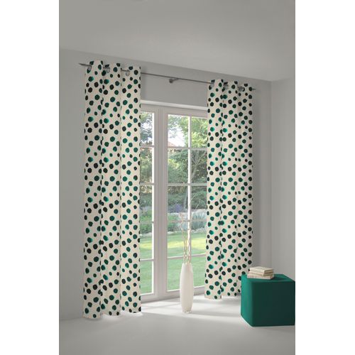 4004567291587 - Vorhang ADAM Vorhang Dots aus Leinen und Bio-Baumwolle Ösen (1 St) grün (naturweiß dunkelgrün) B145cm H175cm Jacquard Baumwolle (Bio-Baumwolle) Leinen Gardinen Blickdichter Vorhang Dots aus Leinen und Bio-Baumwolle Made in Germany