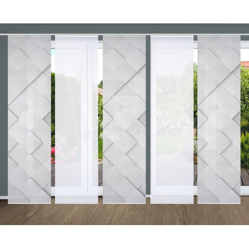 4056751515498 - Schiebegardine HOME IN GREEN SYLVIA Gr 1 grau B60cm H245cm Polyester Gardinen SET DIGITALDRUCKBAMBUSOPTIK RECYCELT