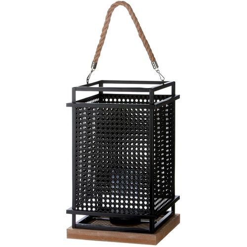 4063387697054 - Windlicht CASABLANCA BY GILDE Kerzenhalter Metall Geflecht schwarz B23cm H40cm T23cm Glas Metall Kerzenhalter 1-flammig aus Metall und Glas Höhe ca 40 cm