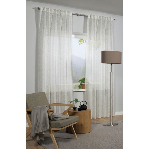 4003018382638 - Gardine GRS Schal Zen Silence mit Gardinenband weiß (reiskörner weiß) B135cm H245cm Obermaterial 100% Kunststoff Gardinen blickdicht Kunststoff Stoff aus 50 % recyceltes Polyester