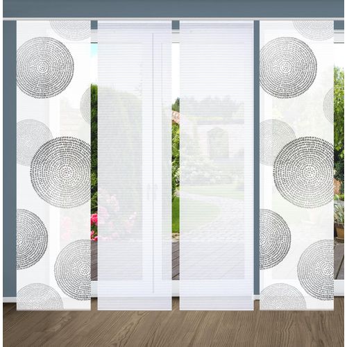 4056751527125 - Schiebegardine HOME IN GREEN GINNY Gr 1 grau B60cm H245cm Polyester Gardinen SET DIGITALDRUCKBAMBUSOPTIK RECYCELT
