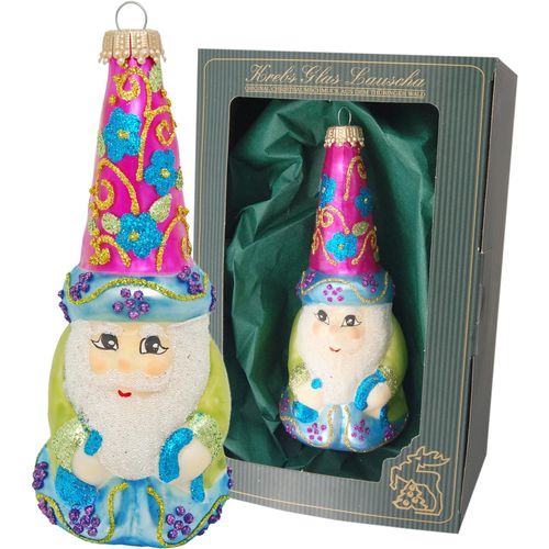 0024762033656 - Christbaumschmuck KREBS GLAS LAUSCHA KGL03365 Weihnachtsdeko Christbaumschmuck bunt (blau bunt) B6cm H6cm T14cm Glas Weihnachtsbaumschmuck Zauberer aus Glas