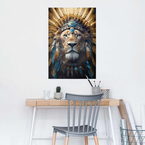 8714597653724 - Poster REINDERS Ornament Lion blau (farbe bild(er) blau) B61cm H915cm T01cm Holzwerkstoff Bilder