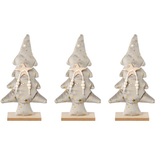 4064118994503 - Dekobaum CREATIV DECO Weihnachtsdeko Dekofiguren Gr B H T 1400 cm x 2400 cm x 500 cm grau (hellgrau) Dekoweihnachtsbäume aus Samtstoff mit Applikationen