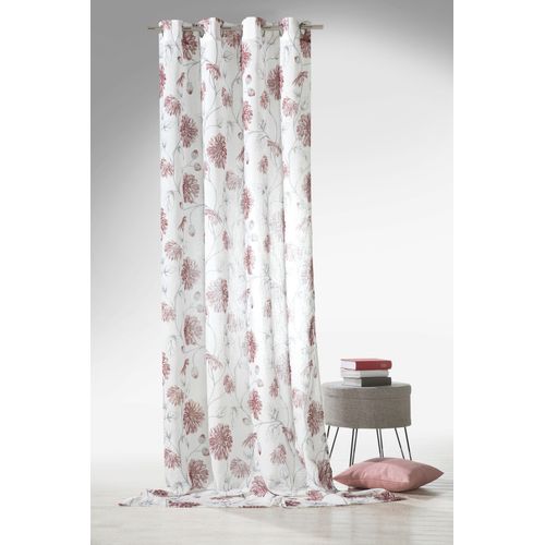 4005385831214 - Vorhang WECKBRODT Dahlia Gardinen Gr 245 cm Ösen 140 cm rot Gardine Scheibengardine Scheibengardinen transparent Ösenschal Gardine transparent Leinen Natur floral geblümt