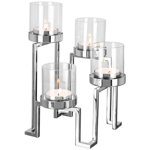 4042911430428 - Kerzenhalter FINK GRANT Weihnachtsdeko silber (silberfarben) B18cm H24cm T18cm Edelstahl Glas Kerzenhalter aus Edelstahl und Glas 4-flammig Adventsleuchter 4042911430428 - Kerzenhalter FINK GRANT Weihnachtsdeko silber (silberfarben) B18cm H24cm T18cm Edelstahl Glas Kerzenhalter aus Edelstahl und Glas 4-flammig Adventsleuchter