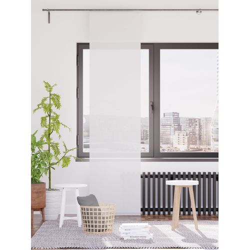 4043343580200 - Schiebegardine Manhattan Gardinen Gr 245 cm Klettband 60 cm weiß Schiebegardinen transparent Gardine modern Wohnzimmer Schlafzimmer