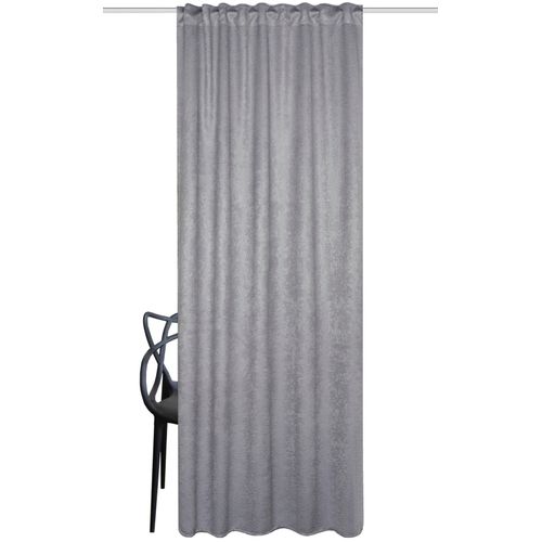 4056751479387 - Vorhang HOME WOHNIDEEN SKILIO Gr 1 grau B135cm H245cm Polyester Gardinen Kombibandschal SKILIO prägedruck