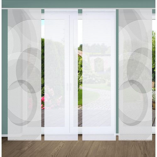 4056751515290 - Schiebegardine HOME IN GREEN AFONSO Gr 1 grau B60cm H245cm Polyester Gardinen SET DIGITALDRUCKBAMBUSOPTIK RECYCELT