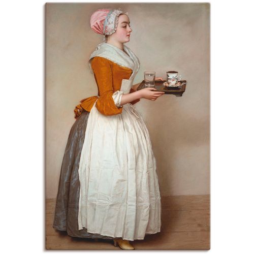 4062144345863 - Wandbild ARTLAND Das Schokoladenmädchen Um 1744 45 Bilder Gr B H 20 cm x 30 cm Leinwandbild Frau 1 St beige (naturfarben) Bild Poster Bilder als Alubild Leinwandbild Wandaufkleber oder in versch Größen