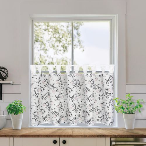 4007863698548 - Scheibengardine Maja Gr 1 weiß (grau rosé weiß) B48cm H140cm Polyester Gardinen Halbtransparente Scheibengardine Maja