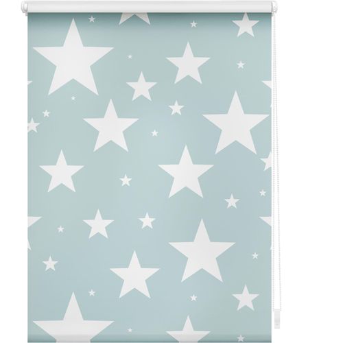 4250434131627 - Seitenzugrollo ORIGINAL Rollo Klemmfix ohne Bohren blickdicht Sterne Rollos Gr 150 cm stufenlos positionierbar 90 cm blau (petrol weiß) Kinder Kinderzimmer-Rollos