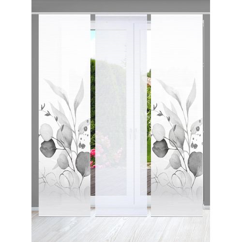 4056751441063 - Schiebegardine HOME IN GREEN ABANIO Gr 1 grau B60cm H245cm Polyester Gardinen SET DIGITALDRUCKBAMBUSOPTIK RECYCELT