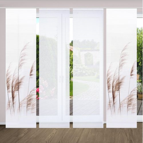 4056751438087 - Schiebegardine HOME IN GREEN PAMILO Gr 1 beige (naturfarben) B60cm H245cm Polyester Gardinen SET DIGITALDRUCKBAMBUSOPTIK RECYCELT