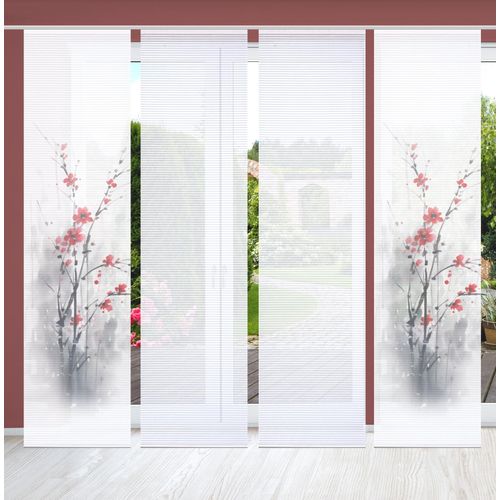 4056751515535 - Schiebegardine HOME IN GREEN BELMIRA Gr 1 rot B60 H245 Polyester Gardinen SET DIGITALDRUCKBAMBUSOPTIK RECYCELT